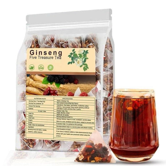 Ginseng Five Treasure Herbal Tea with Goji Berry & Red Dates – 30 Bags