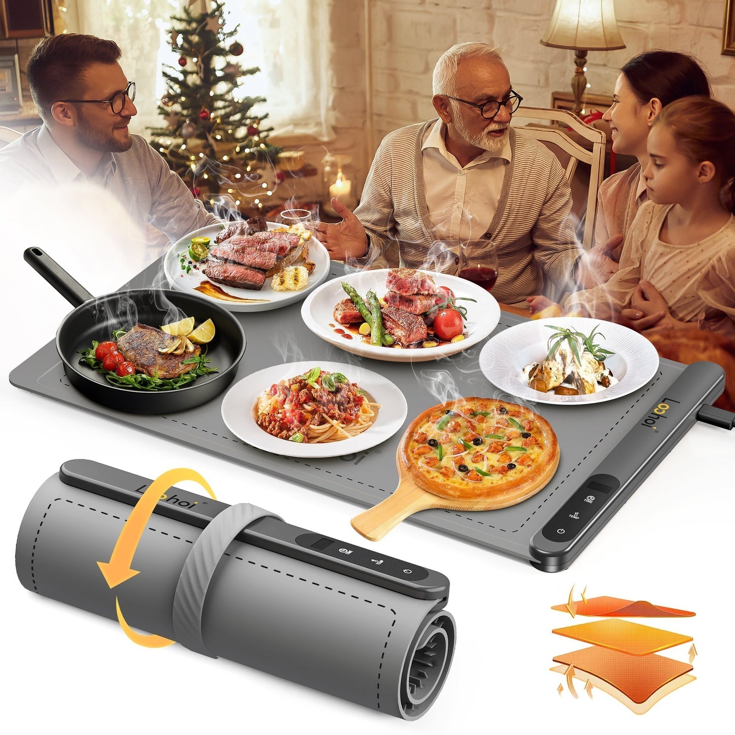 Full Surface Heating Food Warming Mat with 6 Temperature Settings
