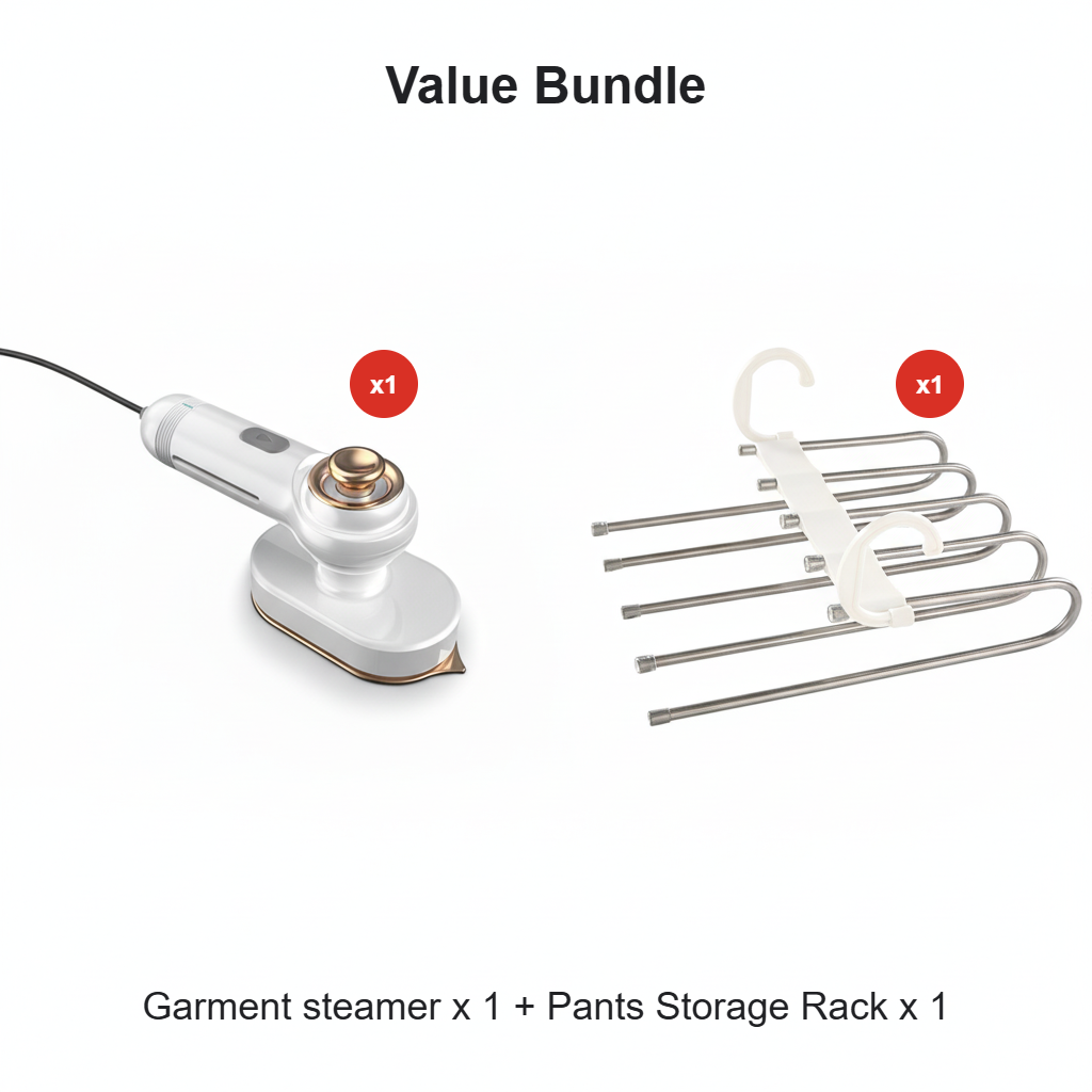 Garment steamer for clothes, hand steamer & iron 2 in 1, 15-second rapid heating, large control panel, 100-240 V wide voltage, suitable for worldwide travel, Christmas gifts