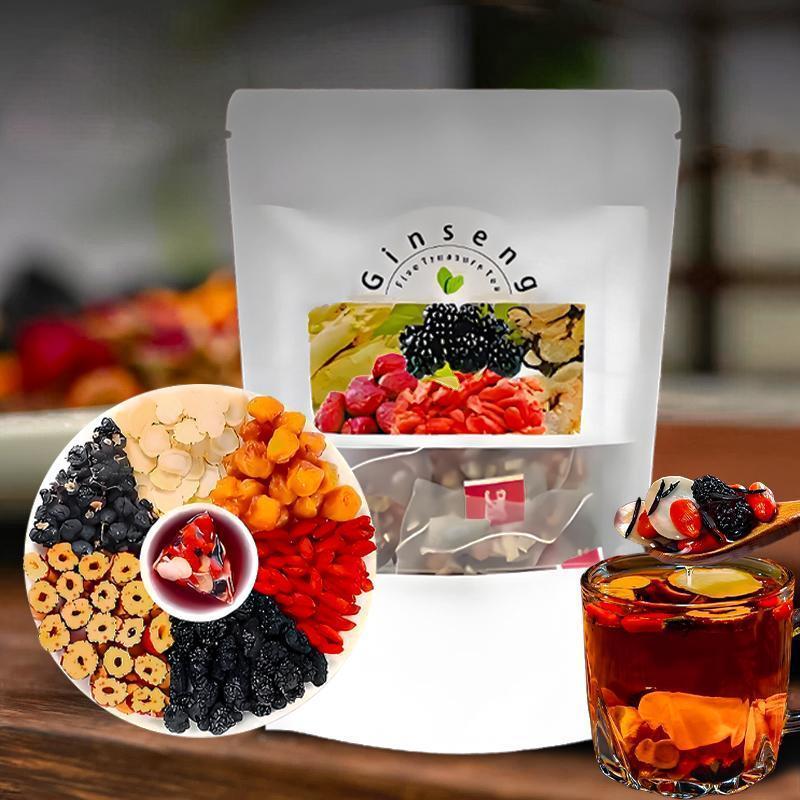Ginseng Five Treasure Herbal Tea with Goji Berry, Red Dates & Mulberry